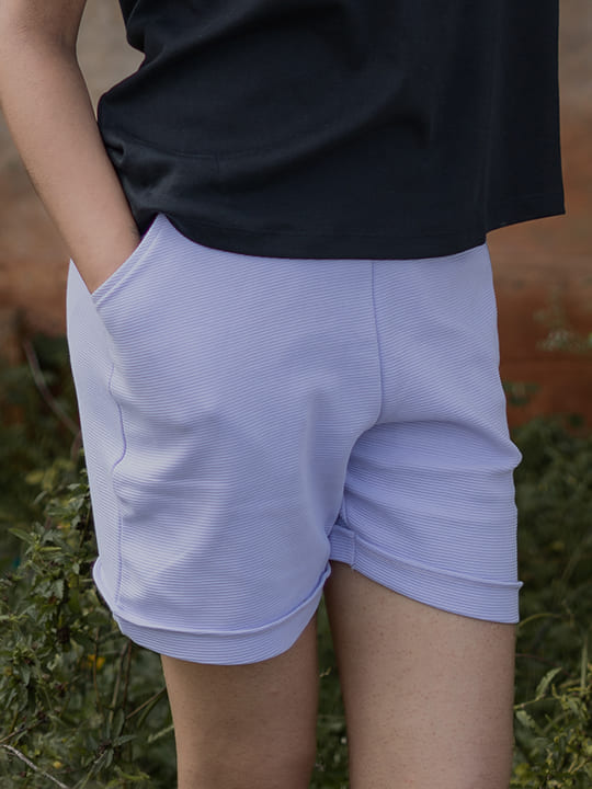 Womens Roll-up Comfort Shorts - Pale Lilac